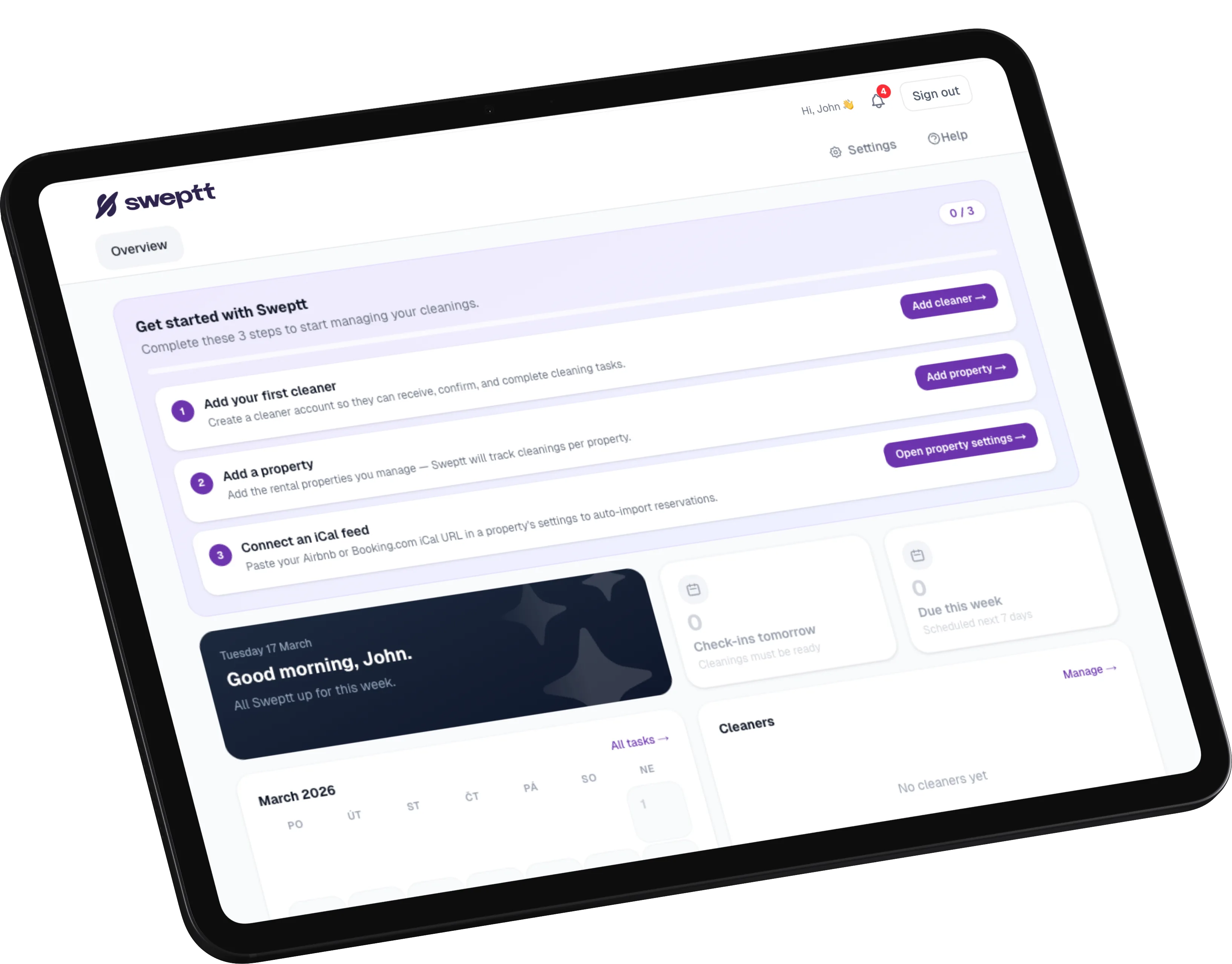 Sweptt task dashboard